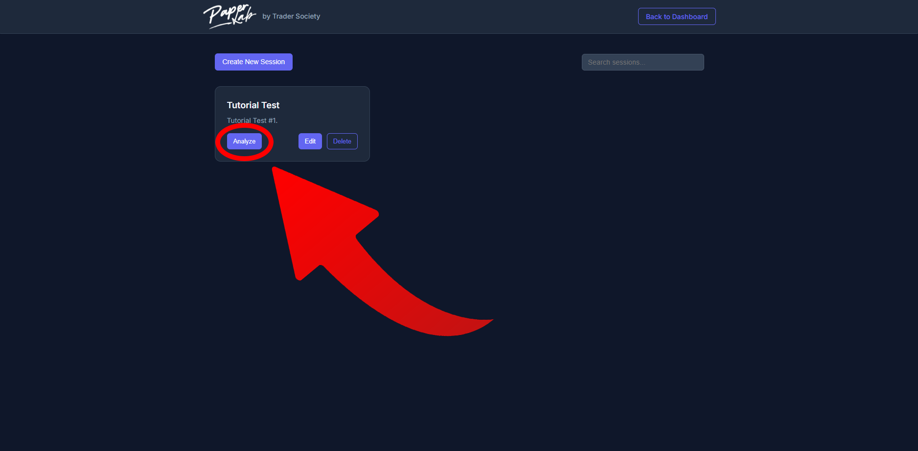 Session Card Analyze Button